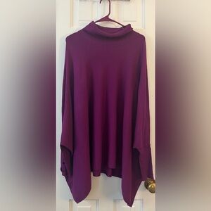 NWOT Women's Turtleneck Poncho Sweater. Color: Malbec. Size: (XL).